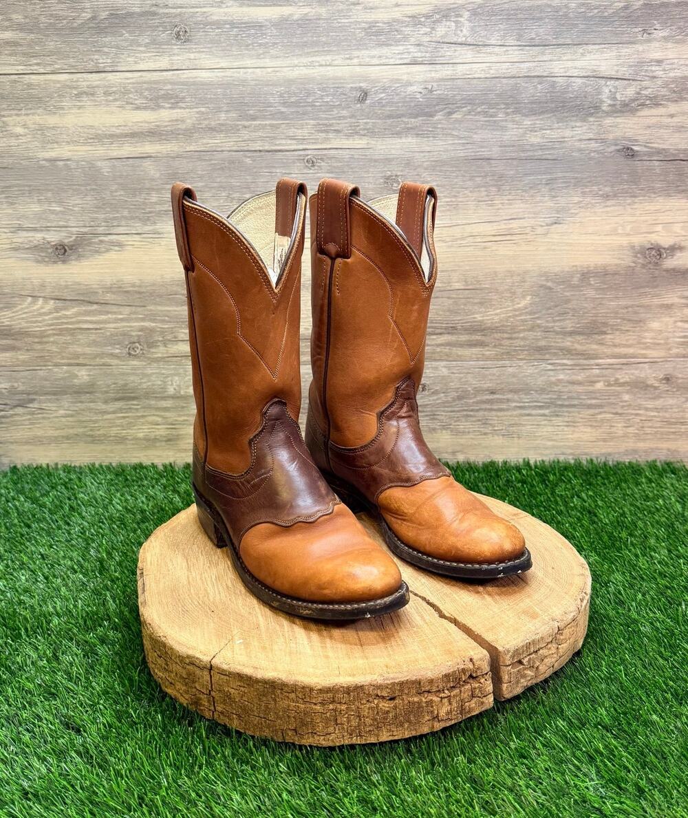 Olathe Women - Size 5.5B - Vintage Two Tone Brown Western Cowboy Boots 6725